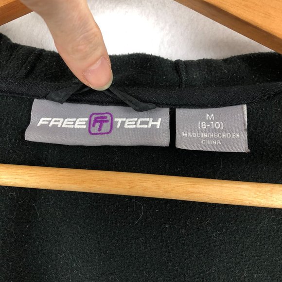 Free Tech Women's Size Medium Rich Black Print Jacket Hood Full Zip Long Sleeves - Picture 11 of 13